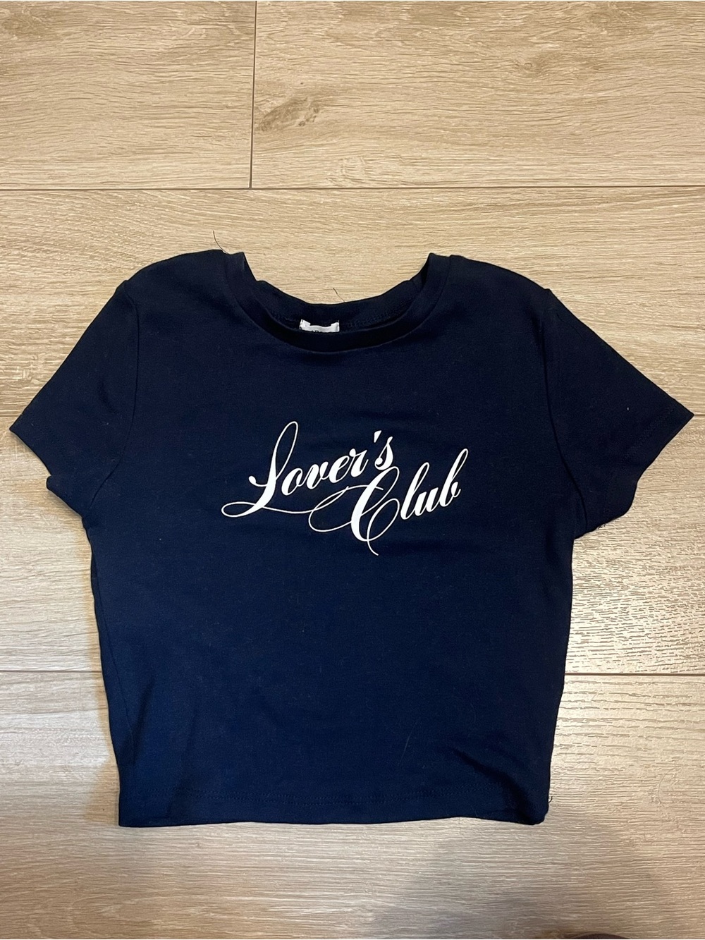 Garage Lover's Club Women's Navy Crop Tee - Picture 2 of 3